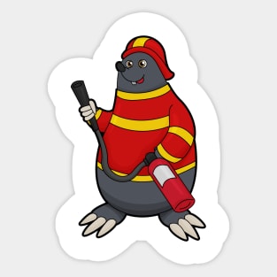 Mole as Firefighter with Fire extinguisher Sticker